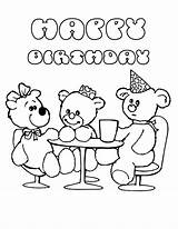 Birthday Coloring Bear Pages Teddy Party Netart Tea Template sketch template