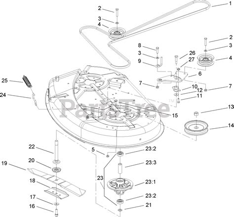toro parts     deck spindle  belt drive assembly diagram     toro