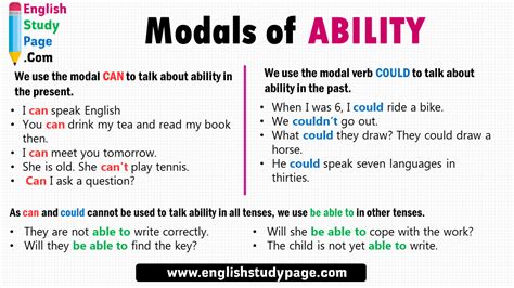 modals  ability  english definiton  examples english study page
