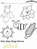 Colors Yellow Worksheet Prek Kidzone Recognition Print sketch template
