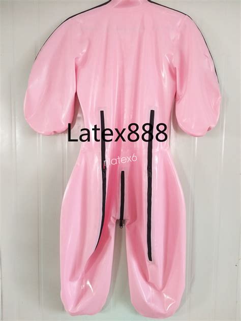 100 Latex Rubber Sweet Pink Catsuit Zipper Bodysuit Suit Size Xxs Xxl