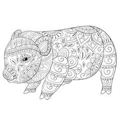 adult coloring bookpage  cute pig wearing vector image