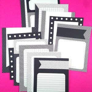 printable  journal cards black  white collection instant