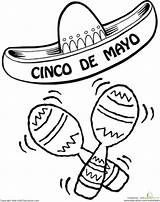 Mayo Cinco Coloring Pages Sombrero Printable Hat Mexican Color Kids Worksheets Worksheet Preschool Sheets Education Printables Crafts Holiday Activities Mexico sketch template