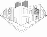 City Drawing Perspective Point Coloring Two Architecture Sketch Choose Board Drawings sketch template
