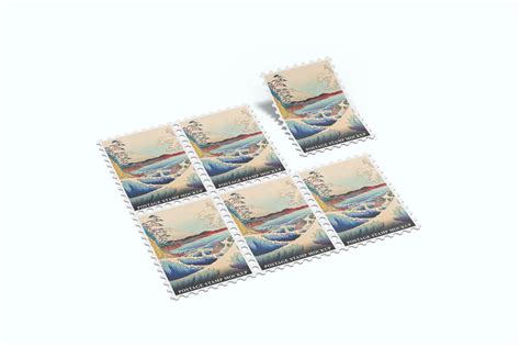 set  postage stamps mockup freebies premium design
