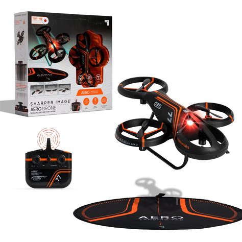sharper image rechargeable aero stunt drone includes  built  led lights features auto
