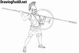 Draw Hoplite Greek Warrior Ancient Step Drawingforall sketch template