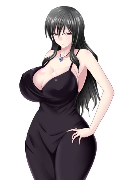 xbooru 1girl angry bare shoulders black hair breasts