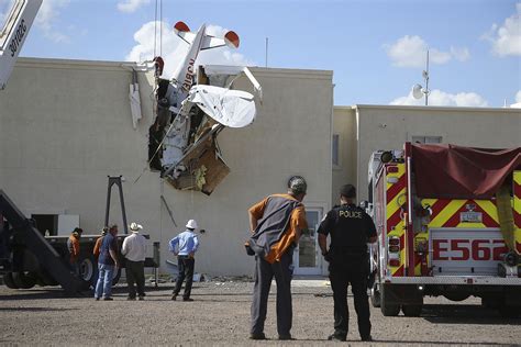 small plane crashes  airport building  maricopa williams grand canyon news williams