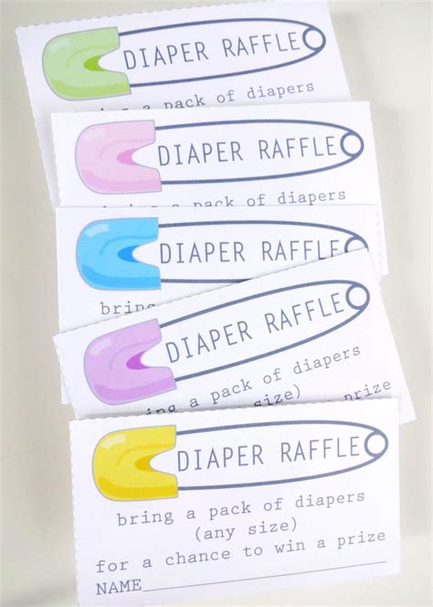 diaper raffle ticket printable insert   baby shower boy