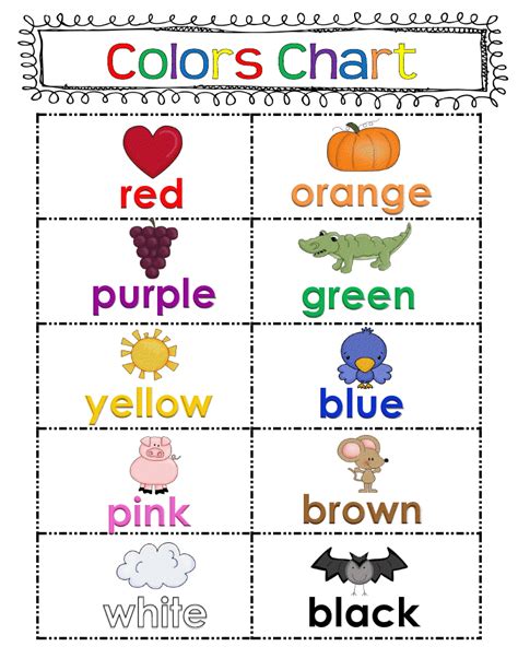 freebie color chart anchor printable preschool classroom