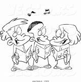 Singing Cartoon Kids Outline Choir Coloring Vector Children Outlined Pages Rs Getcolorings Ron Leishman Color Getdrawings Royalty sketch template