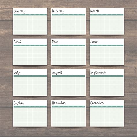 month blank calendar simple minimalistic calendar  etsy