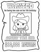 Coloring Wanted Cowgirl Printable Pages Poster Party Birthday Kids Personalized Etsy Activity Cowboy Pdf Childrens Stunning  Jpeg Color Favor sketch template