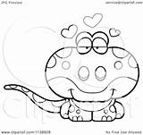 Gecko Cute Outlined Amorous Lizard Coloring Clipart Cartoon Vector Cory Thoman Regarding Notes sketch template