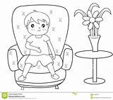 Coloring Sitting Boy Sofa Designlooter 02kb 1300 sketch template