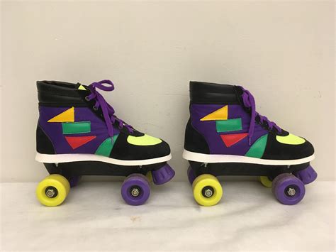 vintage  retro roller skates black purple  disco colors size eu  uswoman  uk