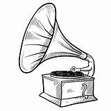 Phonograph Fonografo Gramophone Phonographe Schets Abbozzo Croquis Plattenspieler Doodle Vecteur sketch template