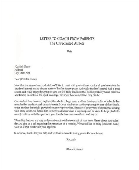 sample   letter  coach  parents ericvisser
