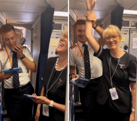 Pilot Honors His Flight Attendant Mom With Surprise Announcement On