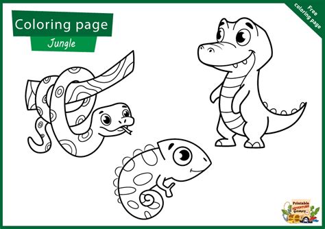 cute jungle animal coloring page printable games  kids