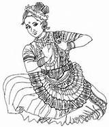 Coloring Indian Drawing Dance Drawings Kerala Outline Classical Kathakali Pencil Pages Painting Sketches Mohiniyattam Girls India Mural Saree Line Sketch sketch template