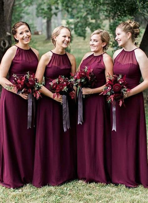 halter neck  size burgundy bridesmaid dresses long bridesmaiddresseve burgundy