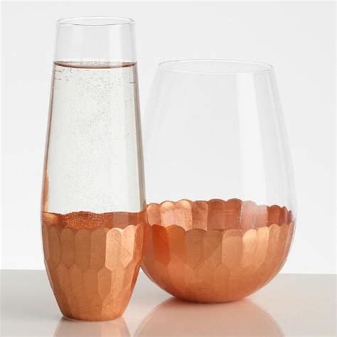 copper stemless glassware collection unique wine glasses glassware