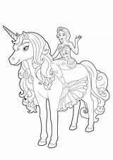 Barbie Pages Coloring Horse Unicorn Kids sketch template