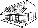 Coloring Store Grocery Supermarket Pages Shop Clipart Kids Drawing Building Shopping Children Top Popular Doghousemusic sketch template