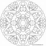 Mandala Easter Bunny Color Egg Printables sketch template