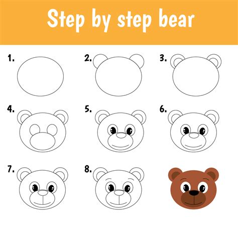 stap voor stap beer tekenen voor kinderen  vectorkunst bij vecteezy