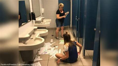 Mom And Daughter Raid School Bathroom—what They Leave On The Stalls Has