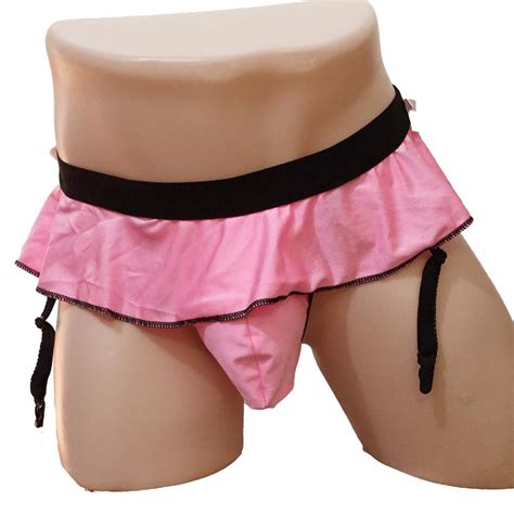 men sexy sissy crossdressing pouch skirted panties lingerie bikini jock