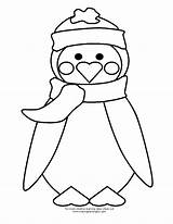 Penguin Christmas Coloring Pages Printable Comments sketch template