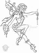 Fairy Lineart Steampunk Deviantart Drawings Coloring Pages Line Tattoo Drawing Fantasy Adult Visit Sketches Celia Doll She sketch template