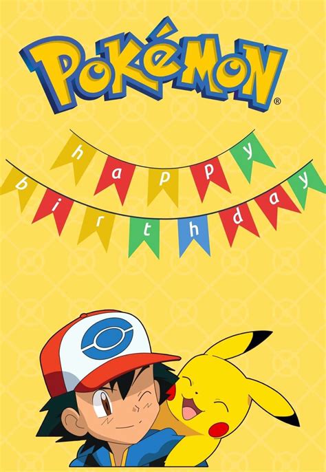 pokemon birthday card printable  printable templates