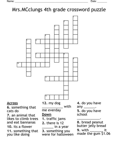 crossword puzzle   graders