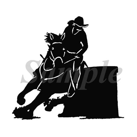 barrel racing horse silhouette image png file  dpi etsy