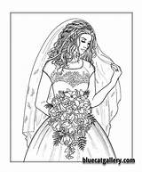 Coloring Pages Adult Women Beautiful Color Bride Book Colouring Printable Colorir Wedding Girl Books Girls Pessoas Expression Male Face Sheets sketch template