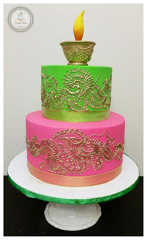 mehendihenna cake decorated cake  spring bloom cakes cakesdecor
