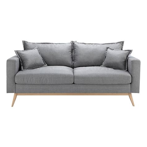 seater fabric sofa  light grey duke maisons du monde