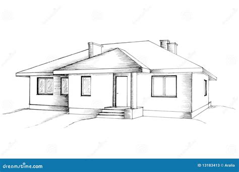 manual drawing   house stock  image