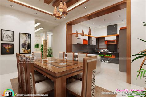 dining  open kitchen  living room kerala home design  floor