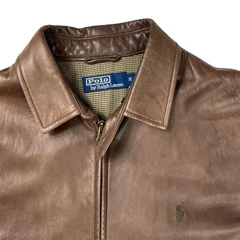 vintage ralph lauren brown leather jacket depop
