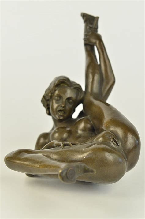 handmade bronze sculpture bronze statue erotic nude art sex signed deco