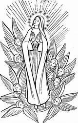 Coloriage Assomption Virgin Catholic Vierge Blanc Blessed Assumption Ciel sketch template
