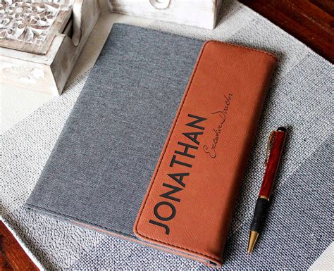 personalized leatherette canvas portfolios personalized notepad custom portfolio graduation