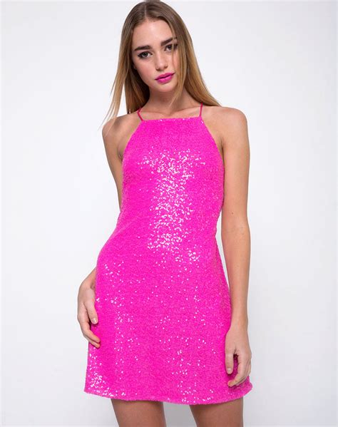 Backless Pink Sequin Slip Dress Winnie Motel Rocks